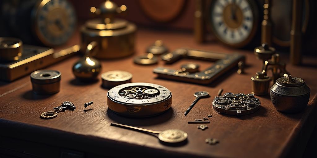 Établi d'horloger avec outils de précision et pièces de montre