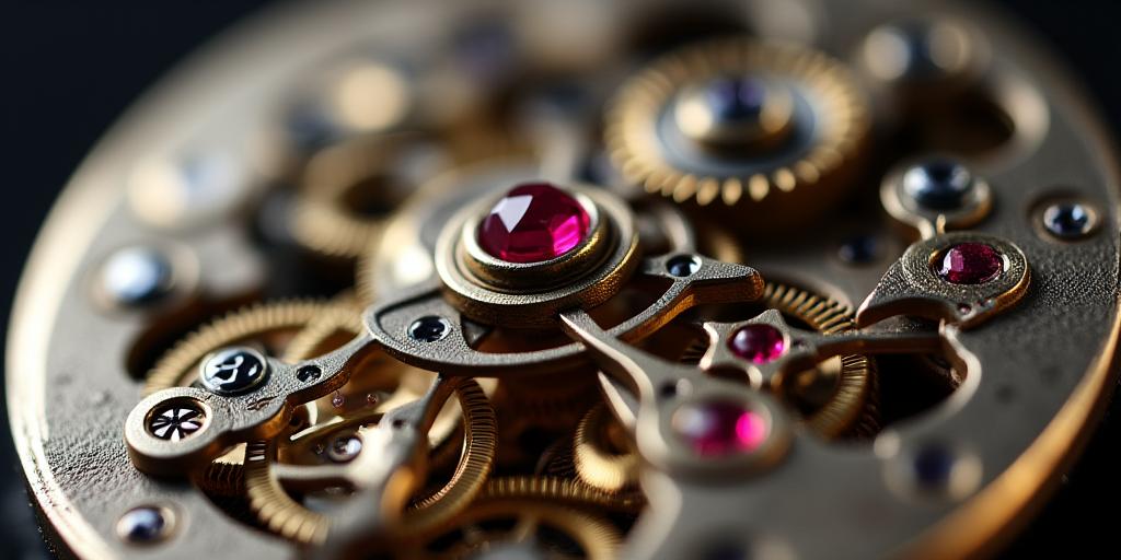 Gros plan sur un mécanisme d'horloge complexe en cours d'assemblage