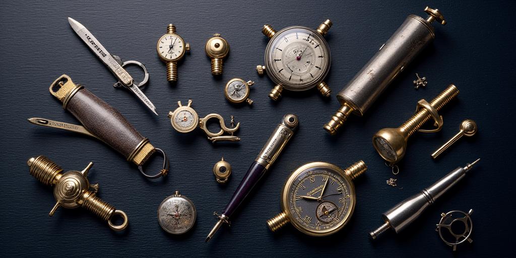 Collection d'outils horlogers anciens et modernes rangés avec soin