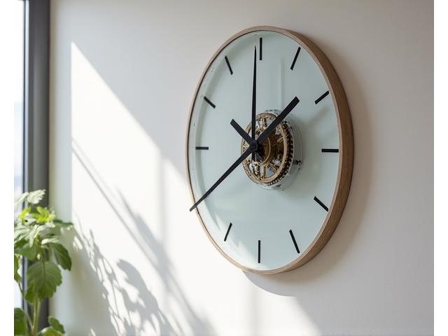 Horloge murale minimaliste avec mécanisme apparent