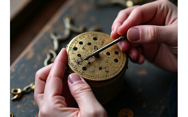 Mains d'horloger restaurant un mouvement d'horloge antique
